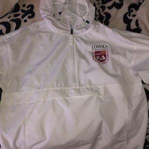 Loyola University Chicago white windbreaker